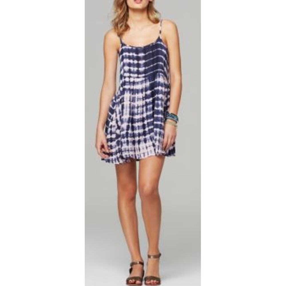 Piko 1988 Tie Dye Spaghetti Strap Babydoll Mini Dress Blue Pink Small